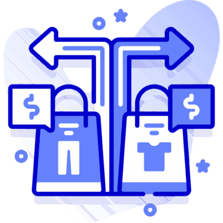 Icon of diverging paths symbolising brand distinctiveness and differentiation.